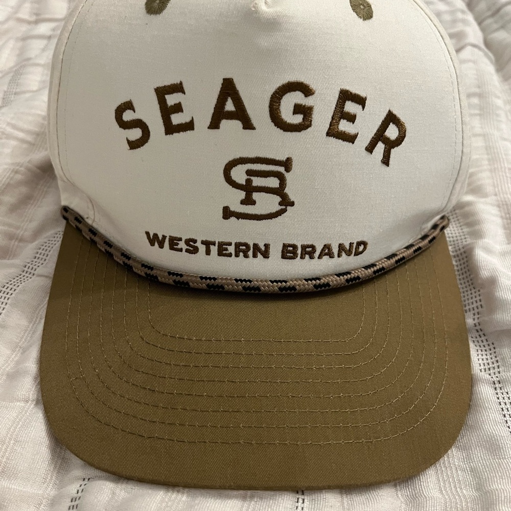 Seager Western Brand Two-Tone Trucker Hat - White & Brown NWT